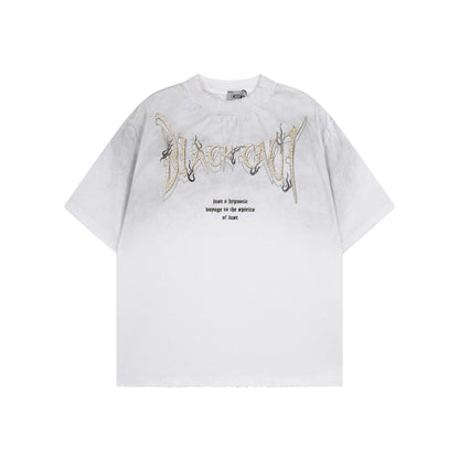 Women's American High Street Washed Vintage Print Loose Short Sleeve T-Shirt Distressed Oversized Casual Unisex Tee | Washed Vintage Tee