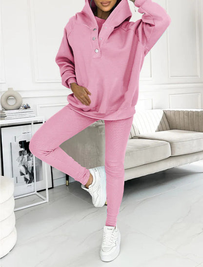Women's Three Piece Lounge Set Hooded Sweatshirt Tank Top and Leggings Matching Tracksuit Casual Athleisure Outfit