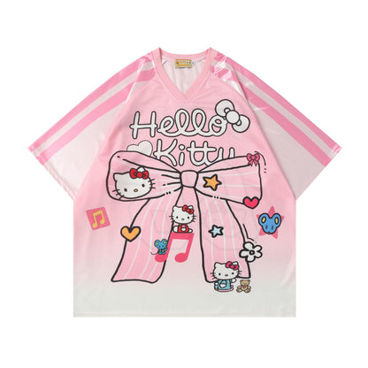 Cartoon Series Sports Jersey Short Sleeve T-Shirt Loose Fit Niche Couple Casual Streetwear Versatile Tee | Toon Jersey Tee