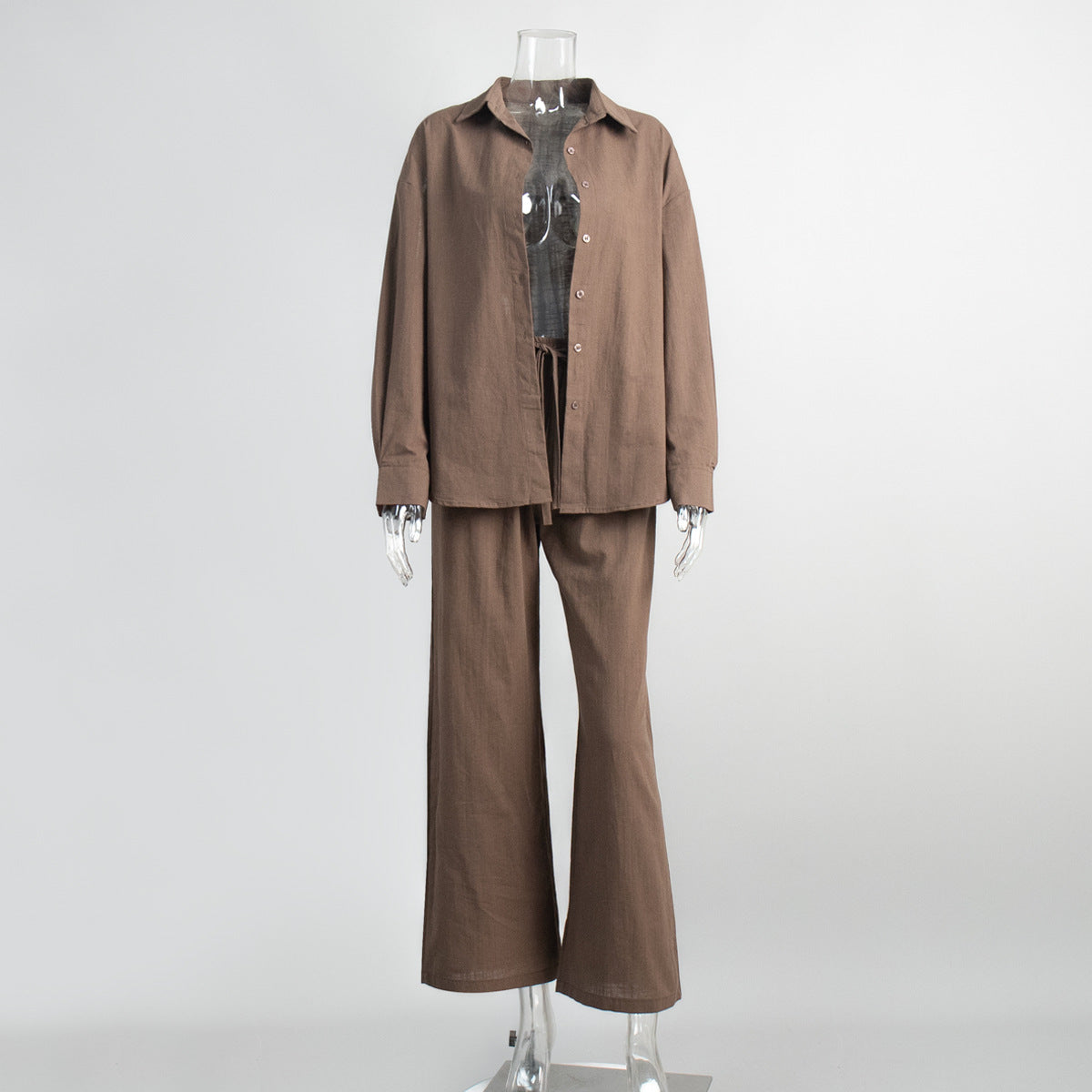 Cotton shirt trouser suit spring and summer new loose long-sleeved shirt casual suit for women - Seldom Seen Styles