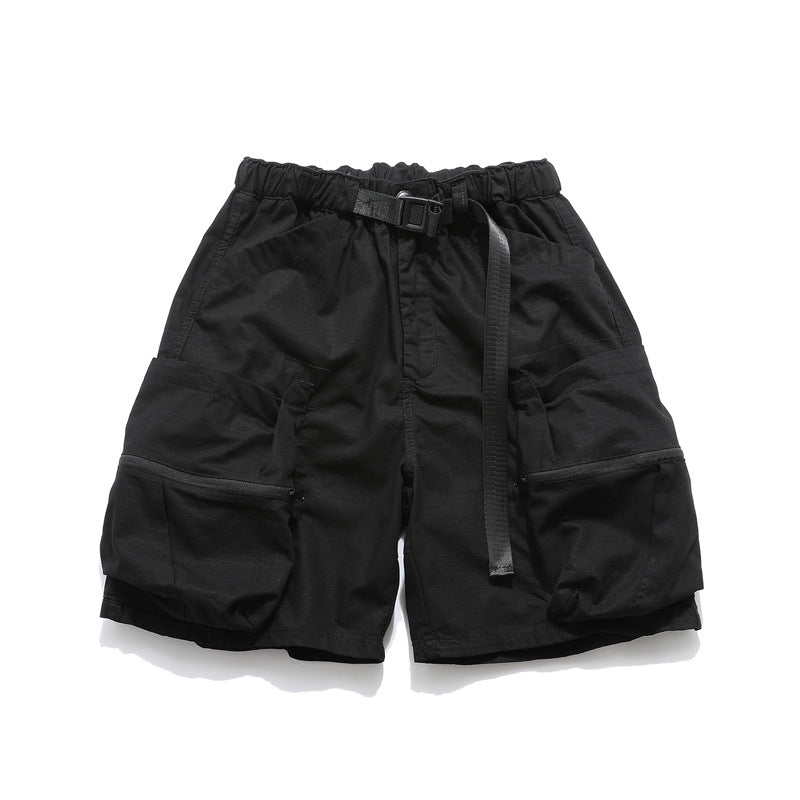 Loose Fit Cargo Shorts Elastic Waist Multi Pocket Drawstring Casual Summer Streetwear Unisex Wide Leg Shorts | Kaji Cargo