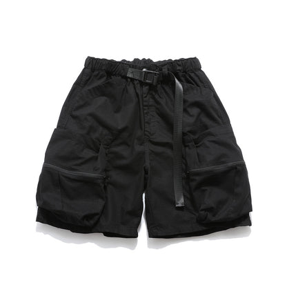 Loose Fit Cargo Shorts Elastic Waist Multi Pocket Drawstring Casual Summer Streetwear Unisex Wide Leg Shorts | Kaji Cargo