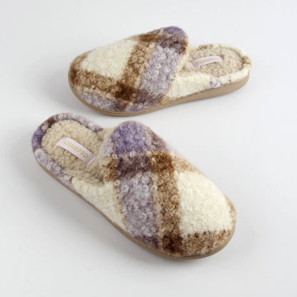 Checkered Girls House Slippers,Comfort,Wool-Like Plush Fleece Lined,in Winter Keep Warm,Slip-On for indoor