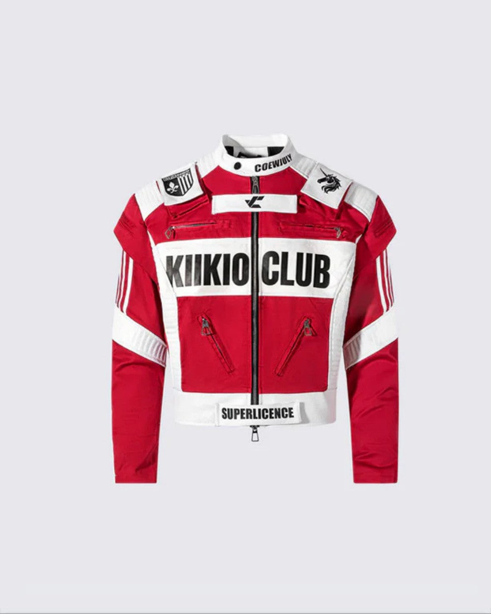 KIIKIO Racing Style Oversized Streetwear Jacket with Graphic Prints