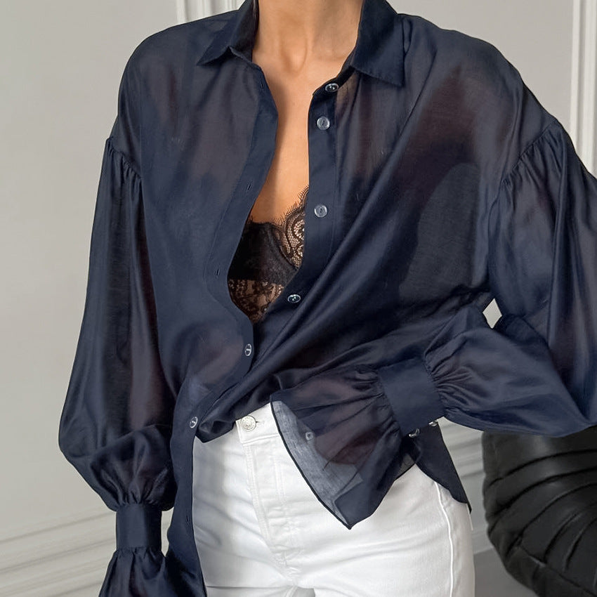 New perspective long-sleeved shirt women's design sense personality fashion temperament casual European and American commuter shirt - Seldom Seen Styles