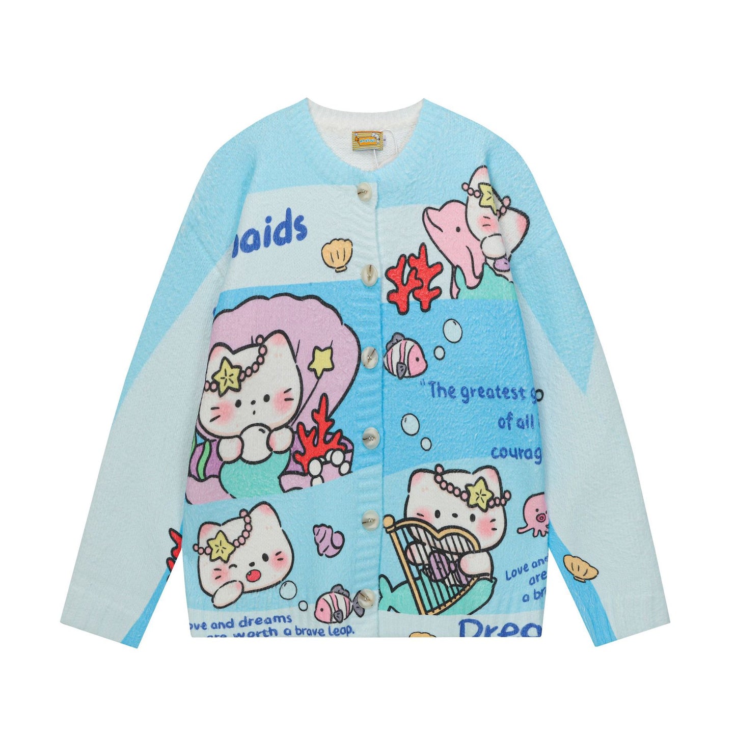 Full-Print Cartoon Cardigan Sweater Unisex Loose Fit Cute Kawaii Knit Open-Front Autumn Casual Couple Sweater | Toon Cardi