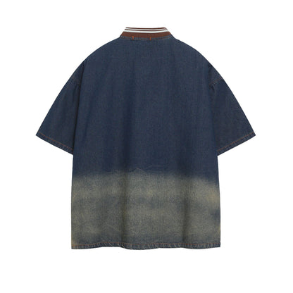 Vintage Brooklyn Ombre Denim Shirt 或 Denim Embroidered Letter Loose Shirt
