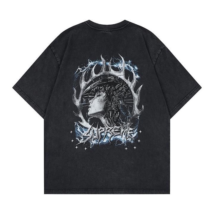 Graphic Print Short Sleeve T-Shirt Rhinestone Diamond Hip Hop Oversized Loose Fit Streetwear Punk Couple Summer Casual Tee | Drip Tee