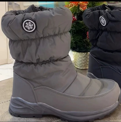 Women's Warm Snow Boots with Fur Lined Black and White Wide Winter Boots Water-resistant Mid Calf Boots for Hiking,Working,Outdoors - Seldom Seen Styles