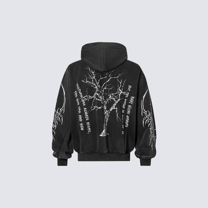 KIIKIO Gothic Tree Graphic Oversized Hoodie