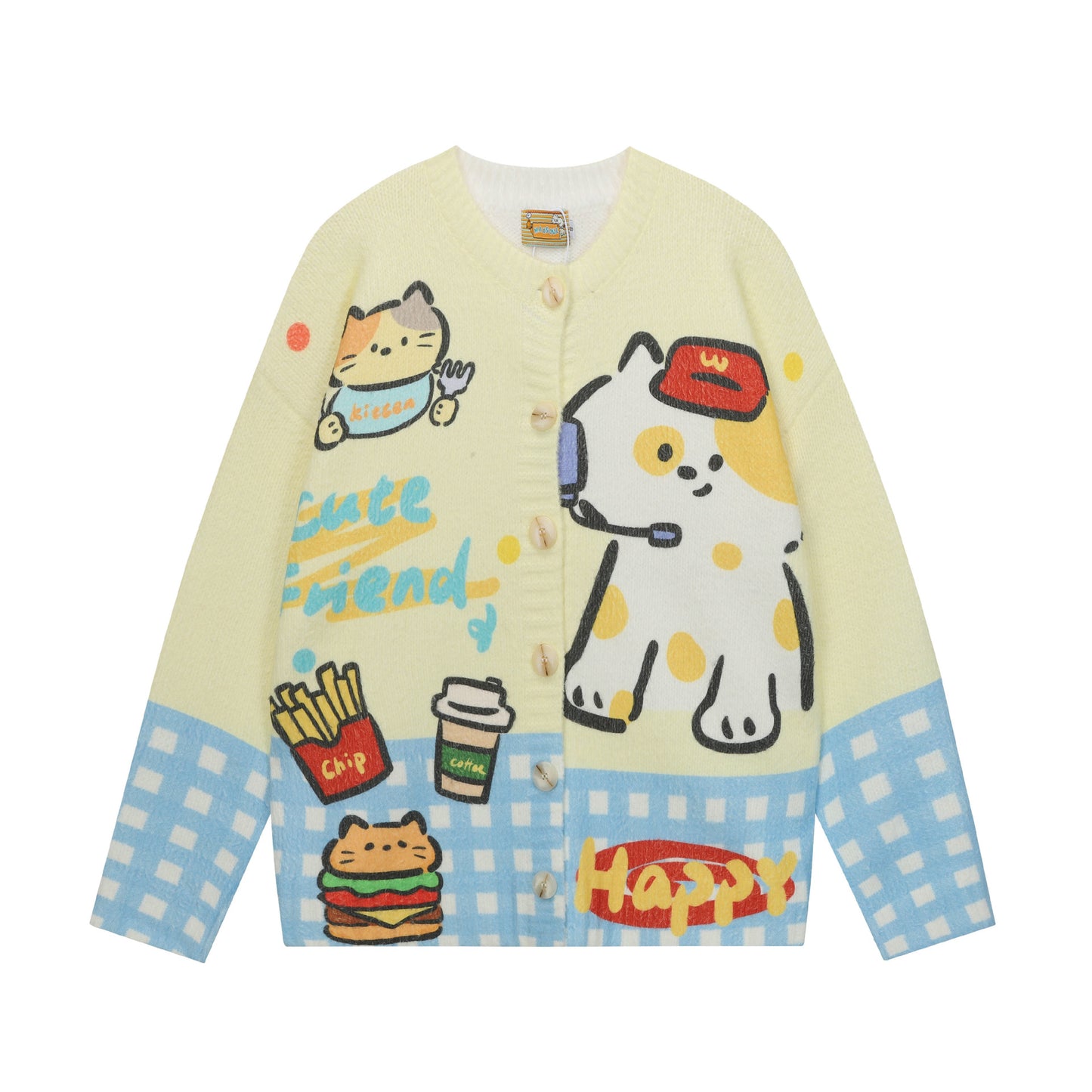 Full-Print Cartoon Cardigan Sweater Unisex Loose Fit Cute Kawaii Knit Open-Front Autumn Casual Couple Sweater | Toon Cardi