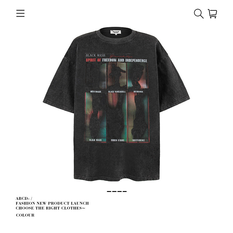 VANCARHELL Infomania Cat Hidden Stroke Black Wash T-shirt