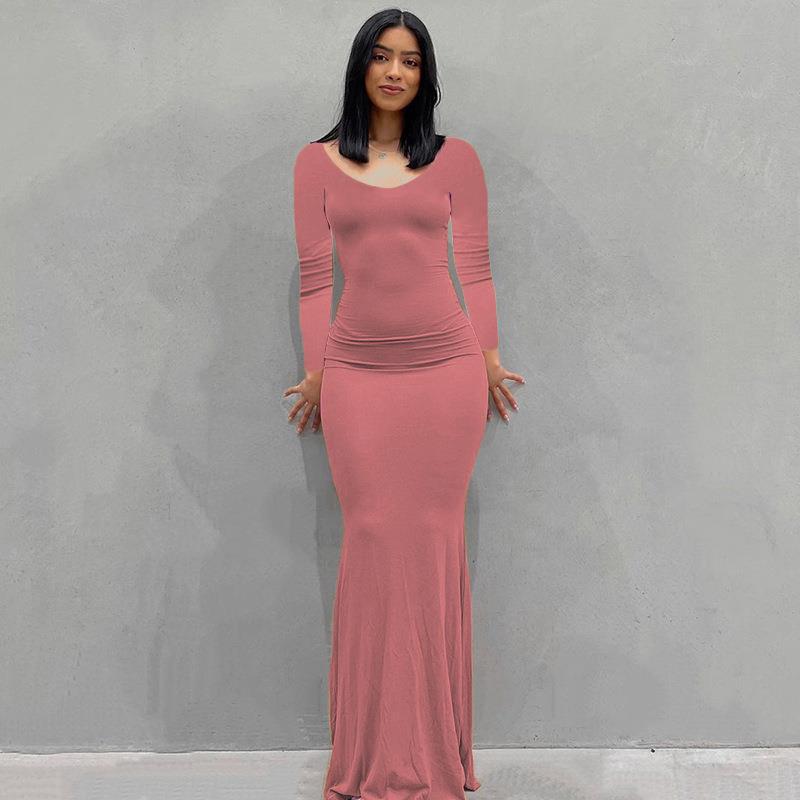 Women's Bodycon Maxi Dress Spaghetti Strap Slim Fit Lounge Dress Casual Sleeveless Dress