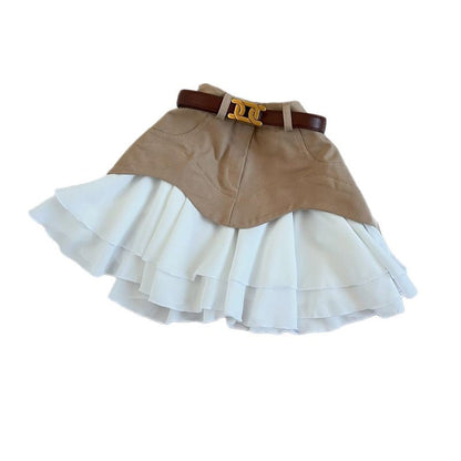 Women's summer new ruffle leaf edge cake skirt small short skirt high waist skirt