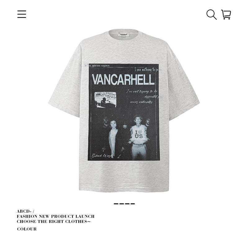 VANCARHELL Infomania Cat Hidden Stroke Black Wash T-shirt