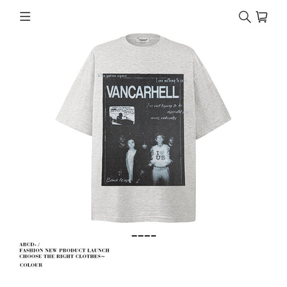 VANCARHELL Infomania Cat Hidden Stroke Black Wash T-shirt