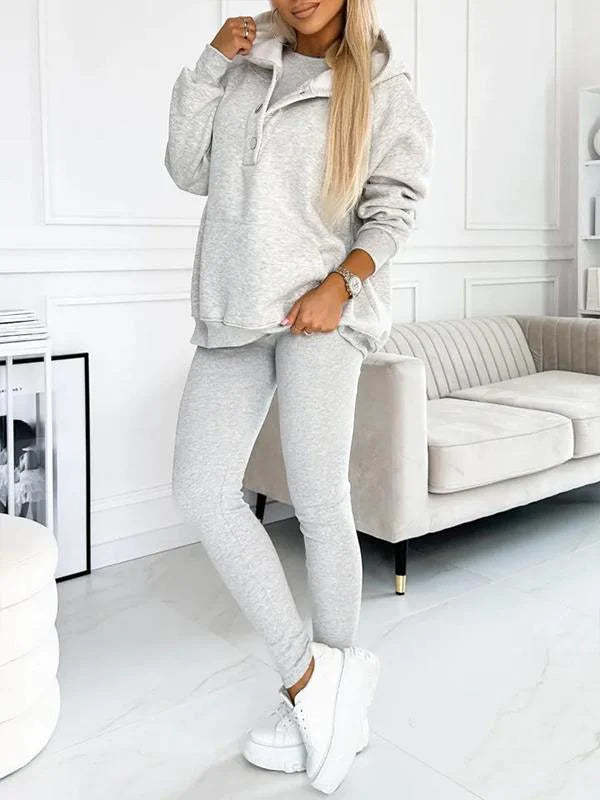 Women's Three Piece Lounge Set Hooded Sweatshirt Tank Top and Leggings Matching Tracksuit Casual Athleisure Outfit