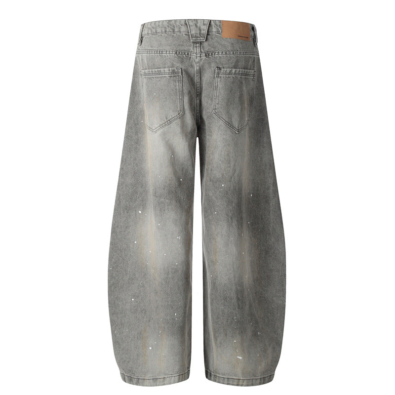 Seakoff Paint-Splatter Barrel-Leg Jeans