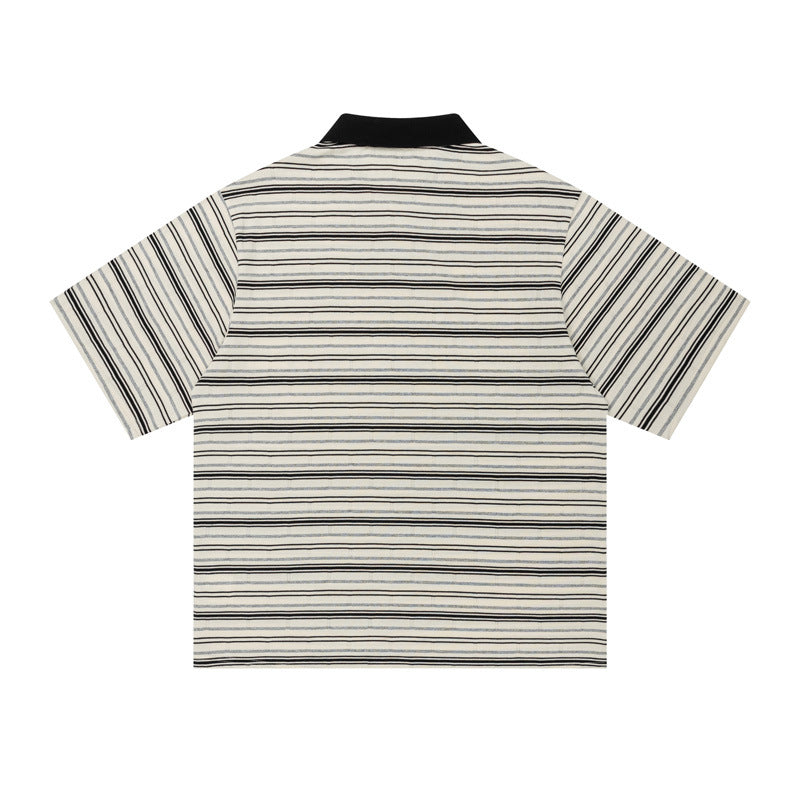 Dreamerss Stripe Polo Shirt Short Sleeve Oversized Casual Summer Streetwear Top | Dreamerss Polo