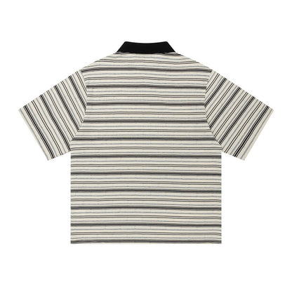 Dreamerss Stripe Polo Shirt Short Sleeve Oversized Casual Summer Streetwear Top | Dreamerss Polo