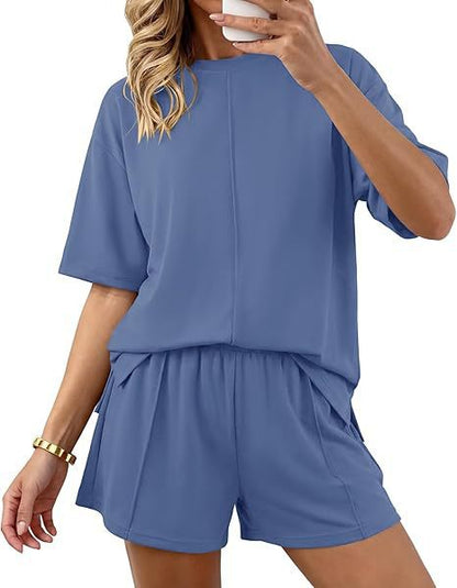 Women's Two Piece Shorts Set Casual Lounge Set Oversized T Shirt and Shorts Matching Set Summer Outfit