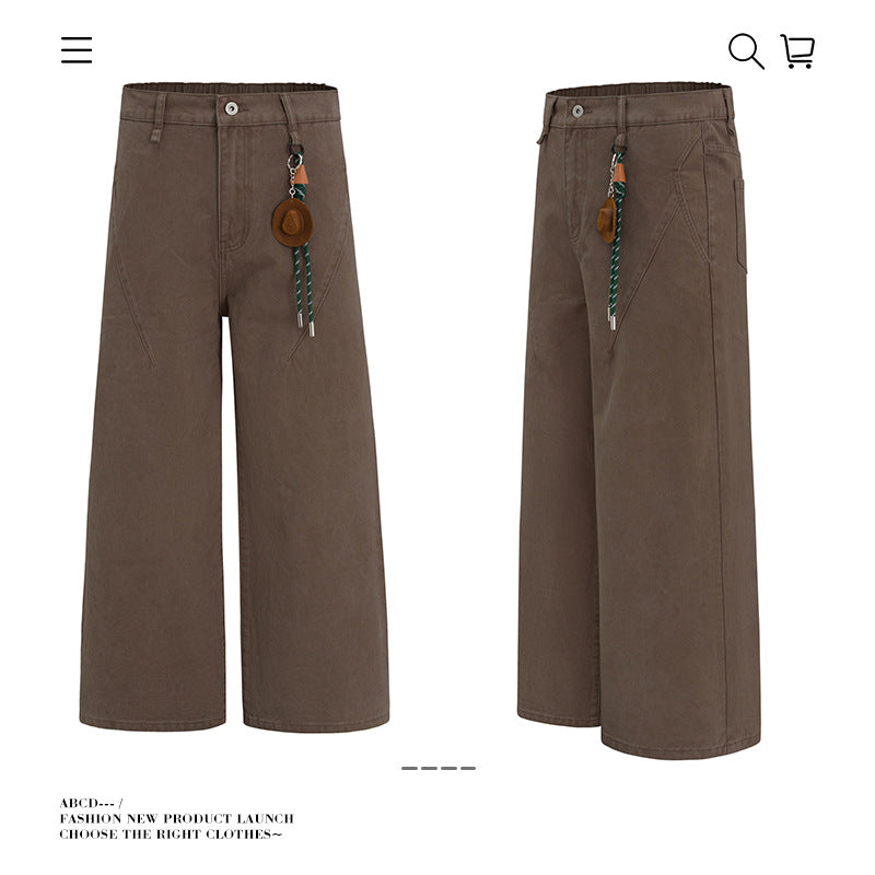 Seakoff Vintage Mud-Washed Trousers with Cowboy Hat Keychain