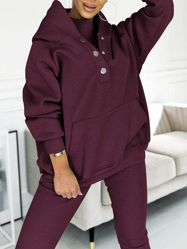 Women's Three Piece Lounge Set Hooded Sweatshirt Tank Top and Leggings Matching Tracksuit Casual Athleisure Outfit