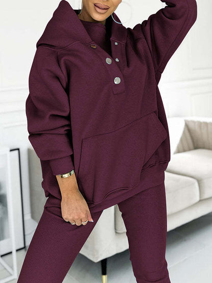 Women's Three Piece Lounge Set Hooded Sweatshirt Tank Top and Leggings Matching Tracksuit Casual Athleisure Outfit
