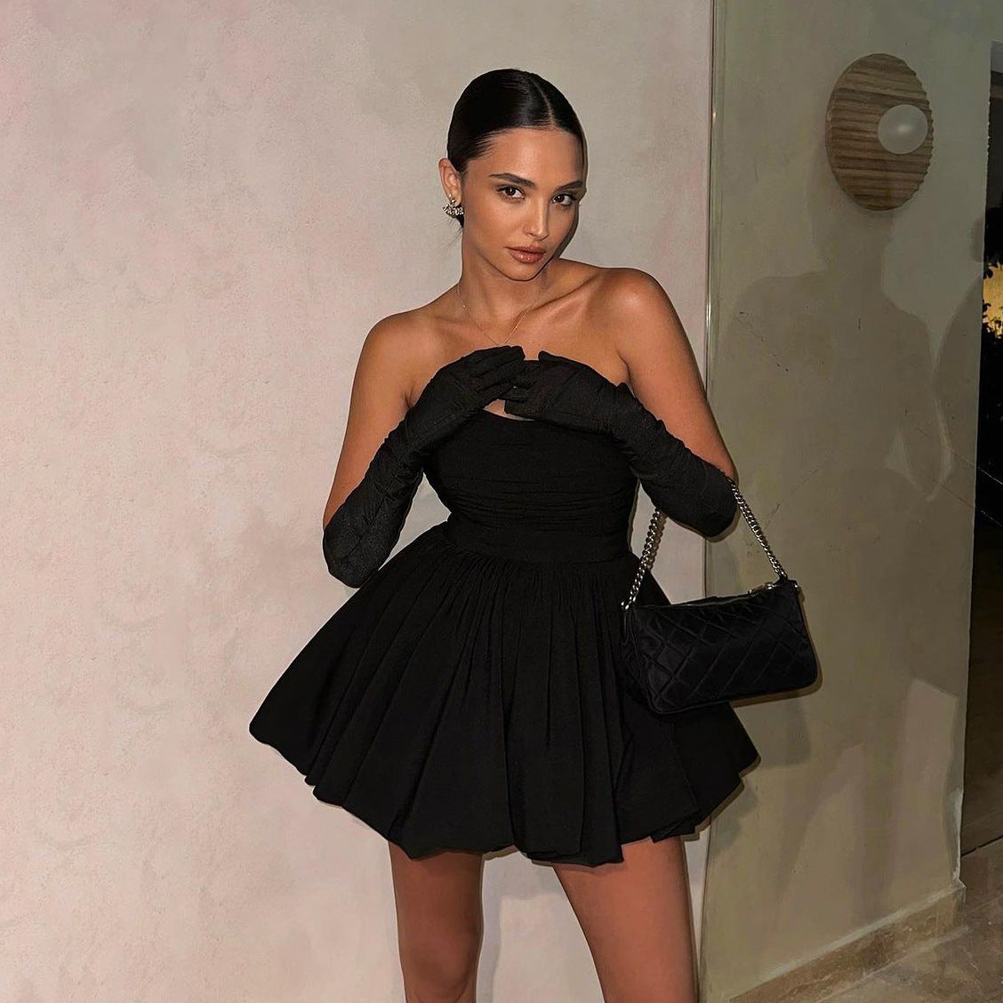 Dress Tube Hepburn Style Pleated Black Tops - Seldom Seen Styles