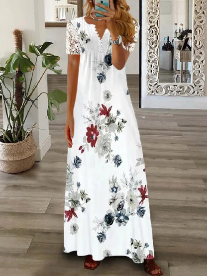 Women's Lace Maxi Dress Long Sleeve Boho Spring Summer Casual Dress
