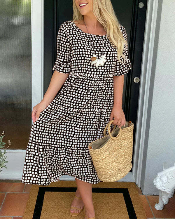 Michele™ | Relaxed Midi Dress With Dots - Seldom Seen Styles