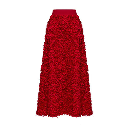 Abendkleid Rock Damen Herbst und Winter neue Blütenblatt-Design lange Dinnerparty Prominentenrock