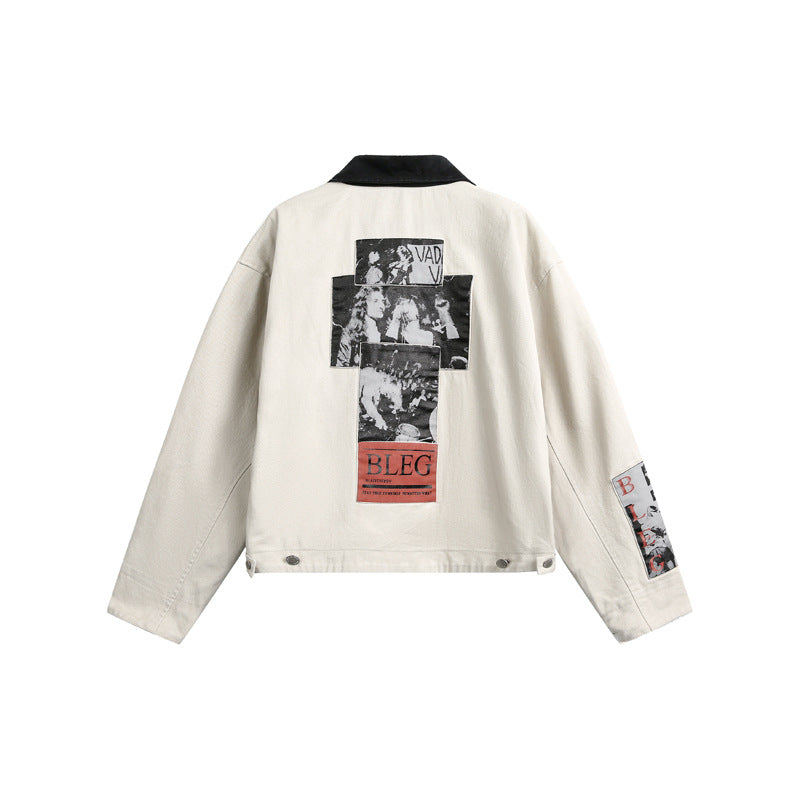 Oversized Vintage Tooling Jacket Loose Fit Cotton Cargo Streetwear Spring Fall Unisex Short Coat | Retro Haul