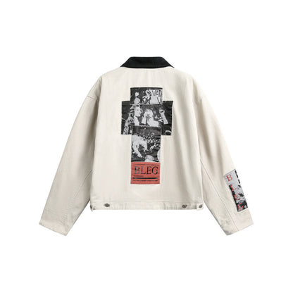 Oversized Vintage Tooling Jacket Loose Fit Cotton Cargo Streetwear Spring Fall Unisex Short Coat | Retro Haul