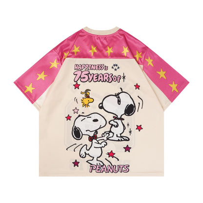 Cartoon Print V-Neck Short Sleeve T-Shirt Retro Animation Loose Fit Casual Streetwear Couple Summer Jersey Tee | Toon V Tee