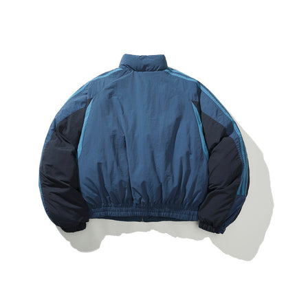 American Street Color Block Thickened Bread Puffer Jacket Casual Warm Couple Winter Cotton Coat | Color Bread Puffer