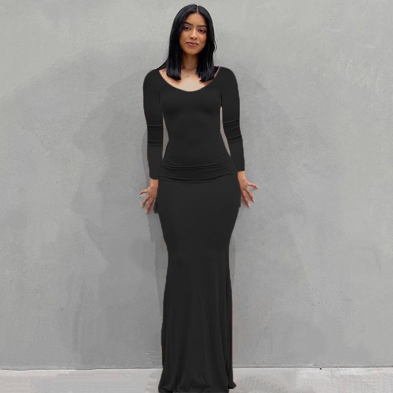 Women's Bodycon Maxi Dress Spaghetti Strap Slim Fit Lounge Dress Casual Sleeveless Dress