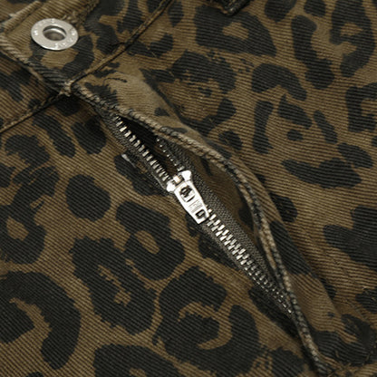 DARKAGE Vintage Leopard Print Denim Shorts / Jorts