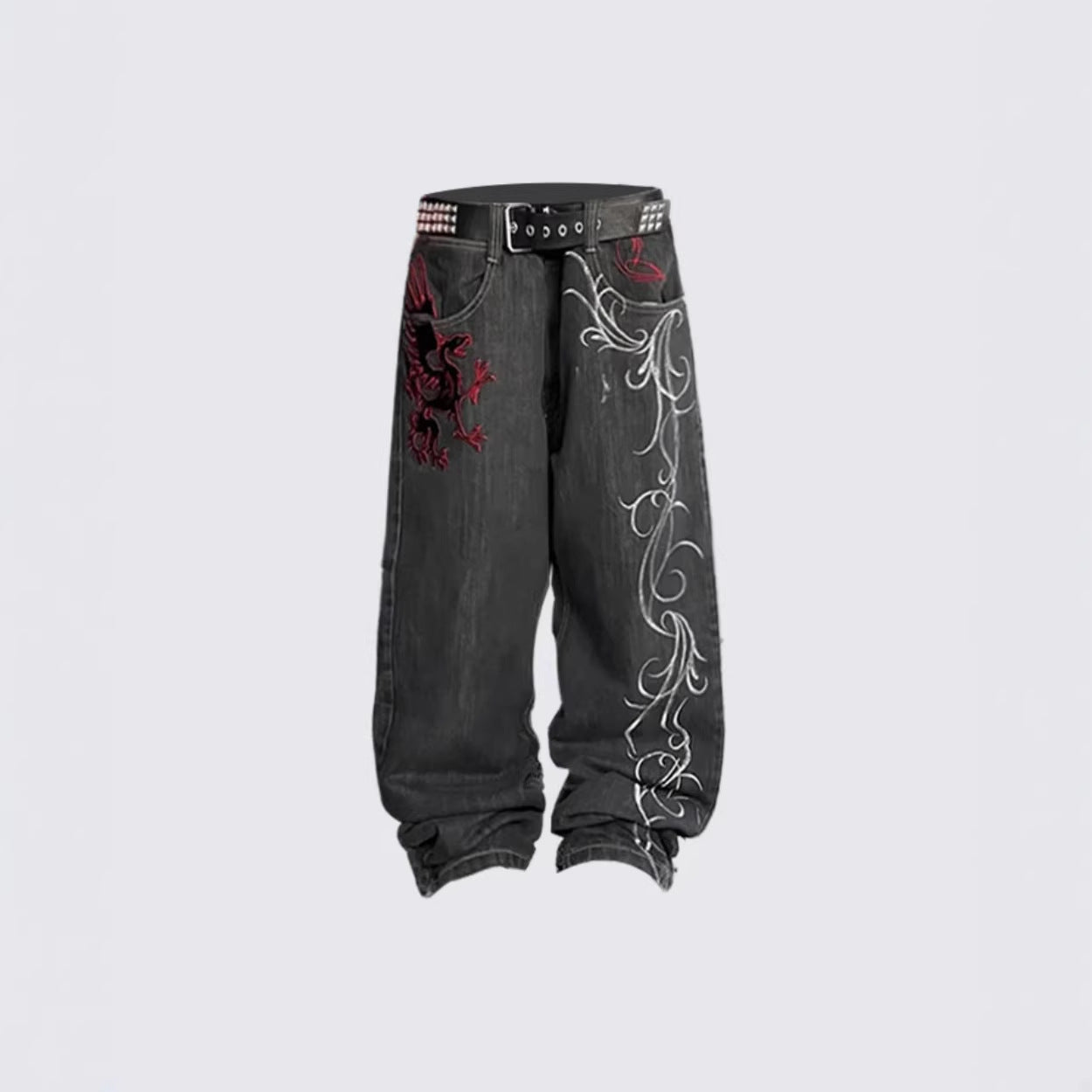 HelloIce Embroidered Y2K Hip Hop Jeans