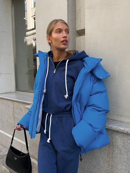 Women's 2025 Autumn Winter Europe America Loose Cotton Puffer Jacket Oversized Casual Unisex Coat 8 Colors | Color Pop Puffer