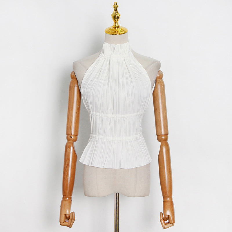 Sexy sweet and spicy spring new halter lace-up turtleneck sleeveless design vest small suspender top women - Seldom Seen Styles
