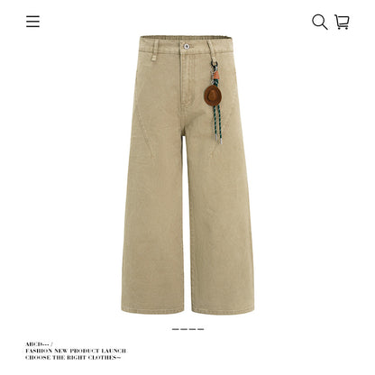 Seakoff Vintage Mud-Washed Trousers with Cowboy Hat Keychain