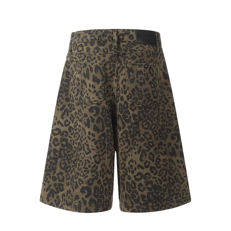 DARKAGE Vintage Leopard Print Denim Shorts / Jorts