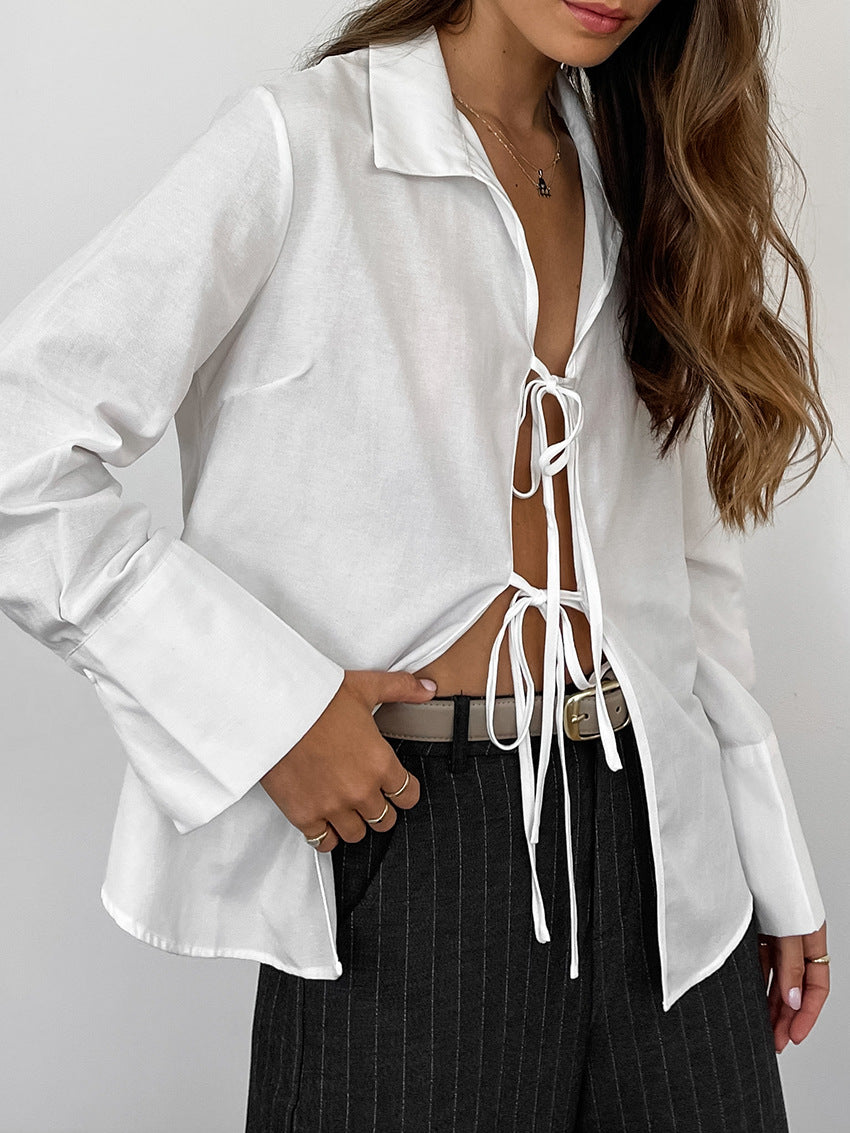 Siren Tie-Up Top - White - Seldom Seen Styles