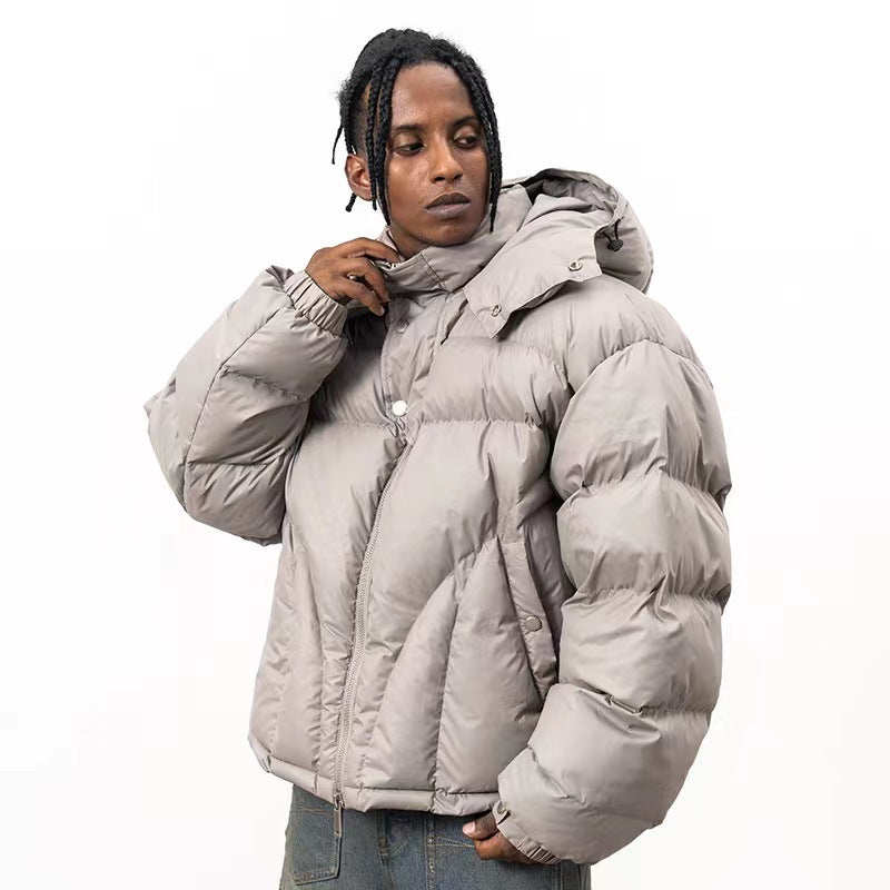 Women's American High Street Functional Hooded Niche Design Puffer Cotton Jacket Thickened Warm Casual Unisex | Func Hood Puffer