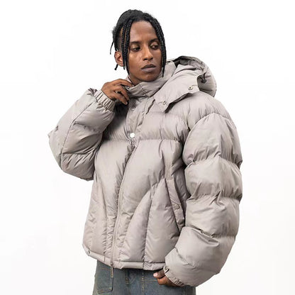 Women's American High Street Functional Hooded Niche Design Puffer Cotton Jacket Thickened Warm Casual Unisex | Func Hood Puffer