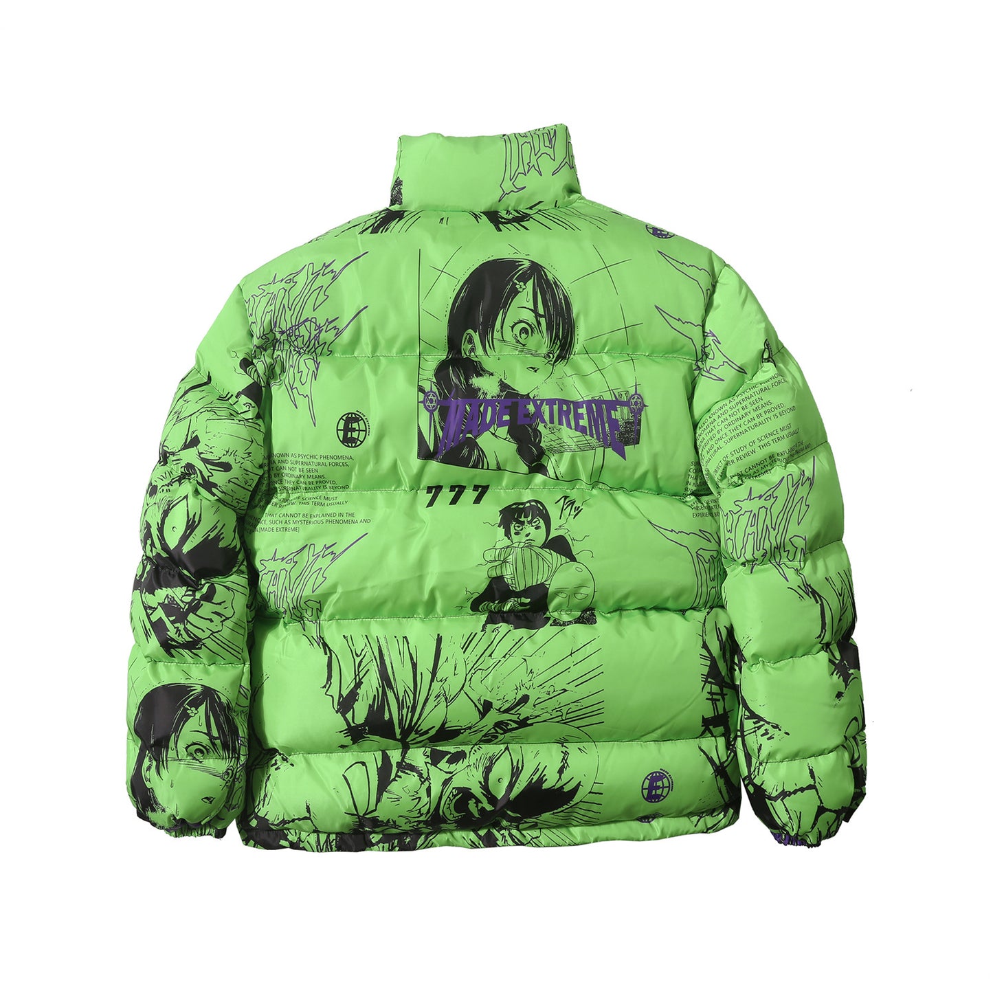 Women's Anime Full Print Thickened Puffer Cotton Jacket Street Style Couple Guochao Warm Winter Coat Unisex | Anime Puffer