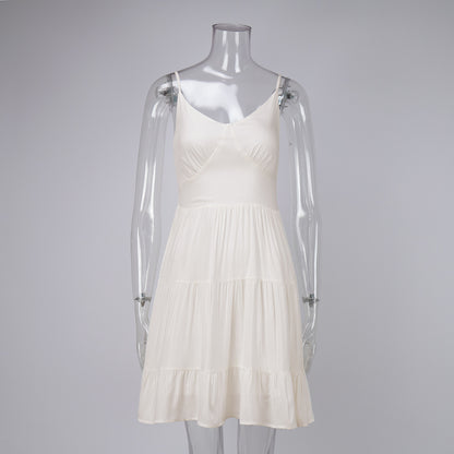 Baumwoll-Trägerkleid Sommer Ärmellos Sexy Schmal Rücken Win Spice Girl Trägerkleid