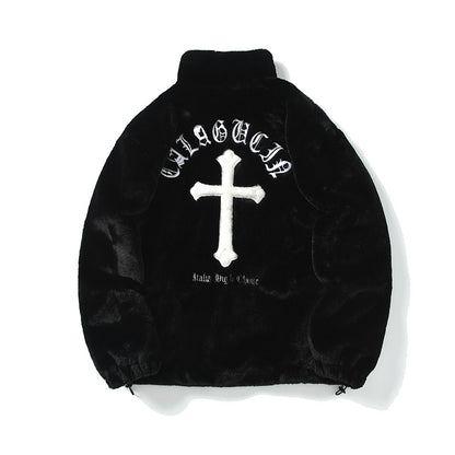 Heavy-Duty Faux Lambswool Tie-Dye Urban Jacket