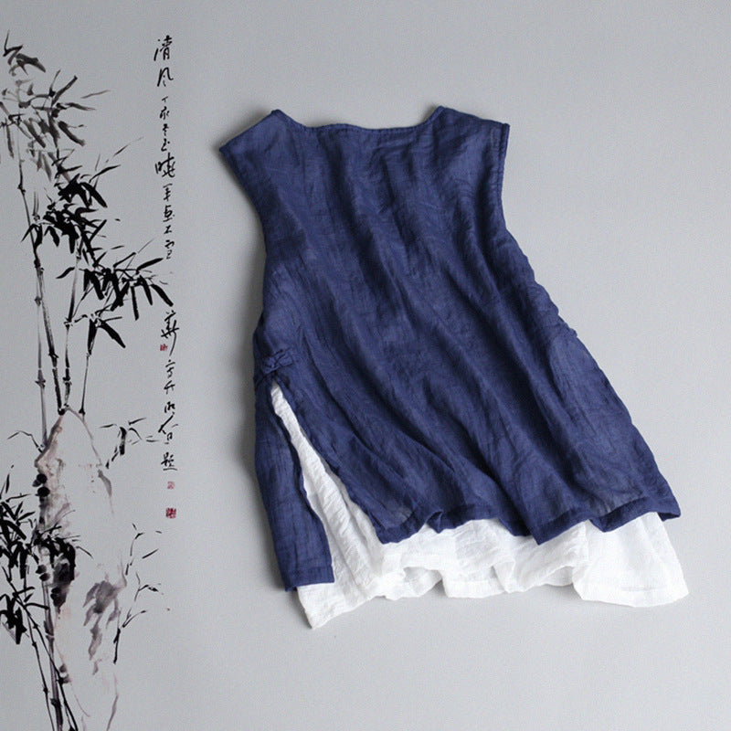 Women's Linen Blend Tank Top Sleeveless Loose Fit Tunic Blouse Casual Summer Cotton Linen Top